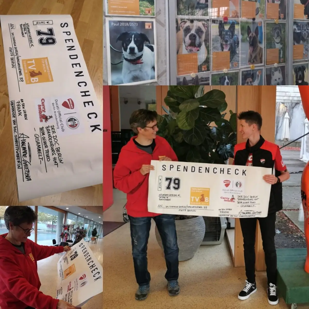 Übergabe des Spendenschecks an den Tierschutzverein für Berlin